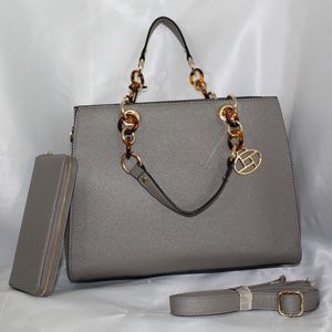 LA TERRE FASHION BAG IN GRAY AND DOUBLE HANDLES